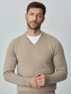 Machine Washable V-Neck Sweater With Long Sleeves In Lambswool Blend Camisolas