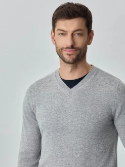 Machine Washable V-Neck Sweater With Long Sleeves In Lambswool Blend Camisolas
