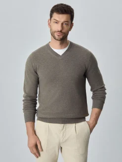 Machine Washable V-Neck Sweater With Long Sleeves In Lambswool Blend Camisolas