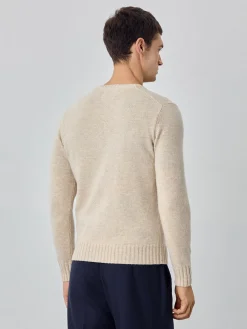 New Machine Washable V-Neck Sweater With Long Sleeves In Lambswool Camisolas
