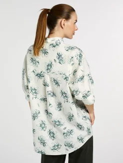 Clearance Mao Collar Shirt With Balloon Sleeves MULHER Camisas