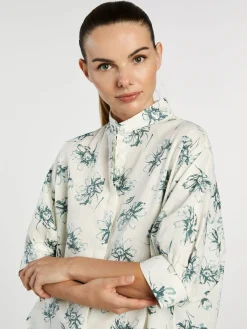 Clearance Mao Collar Shirt With Balloon Sleeves MULHER Camisas