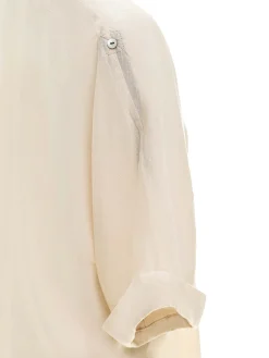 Clearance Mao Open Collar Blouse In Rayon Rustic Fabric MULHER Blusas