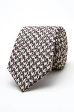 Clearance Pied de Poule Pattern Tie Silk and Wool Blend 7,5cm Gravatas
