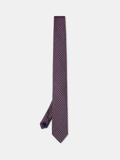 Outlet Pied de Poule Pattern Tie 100% Silk 7,5cm Gravatas