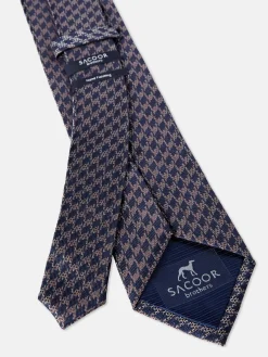 Outlet Pied de Poule Pattern Tie 100% Silk 7,5cm Gravatas