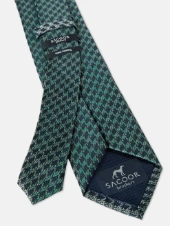 Outlet Pied de Poule Pattern Tie 100% Silk 7,5cm Gravatas