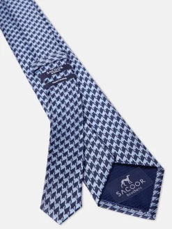Outlet Pied de Poule Pattern Tie 100% Silk 7,5cm Gravatas