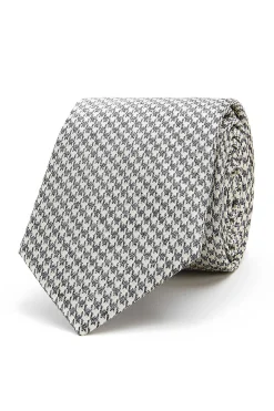 Discount Pied de Poule Pattern Tie 100% Silk 7cm Gravatas