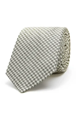 Discount Pied de Poule Pattern Tie 100% Silk 7cm Gravatas