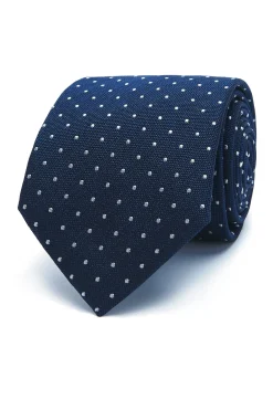 Polka Dot Pattern Tie Silk and Cotton Blend 7cm Gravatas