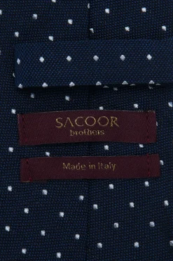 Polka Dot Pattern Tie Silk and Cotton Blend 7cm Gravatas