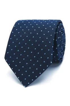 Polka Dot Pattern Tie Silk and Cotton Blend 7cm Gravatas