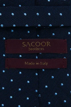 Polka Dot Pattern Tie Silk and Cotton Blend 7cm Gravatas