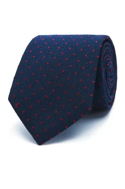 Polka Dot Pattern Tie Silk and Cotton Blend 7cm Gravatas