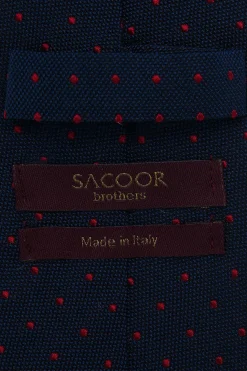Polka Dot Pattern Tie Silk and Cotton Blend 7cm Gravatas