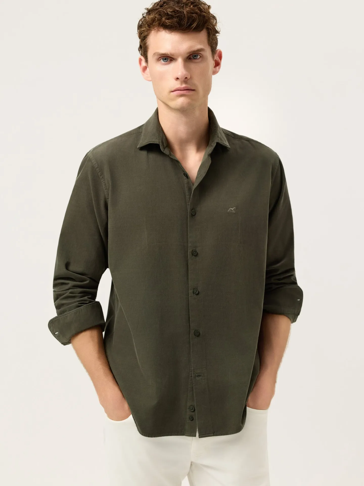 Clearance Regular Fit Baby Corduroy Shirt With Pigment-Dyed Finish Camisas Casuais