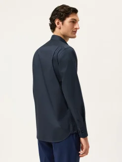 Discount Regular Fit Cotton Stretch Travel Shirt With Oxford Collar and Chest Pocket. Camisas Clássicas
