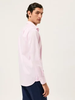 Discount Regular Fit Cotton Stretch Travel Shirt With Oxford Collar and Chest Pocket. Camisas Clássicas