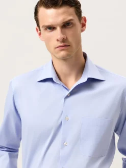 Discount Regular Fit Cotton Stretch Travel Shirt With Oxford Collar and Chest Pocket. Camisas Clássicas