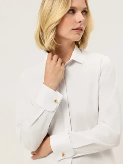Regular Fit Double Cuffs Shirt With Gold Cuff Buttons MULHER Camisas