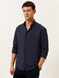 Discount Regular Fit Garment Dye Poplin Shirt in Comfort Cotton Camisas Casuais|Camisas Casuais