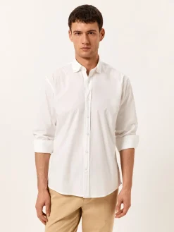 Regular Fit Garment Dye Poplin Shirt in Comfort Cotton Camisas Casuais|Camisas Casuais