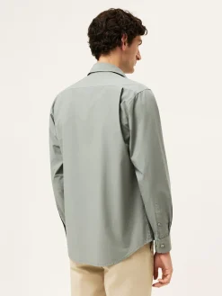 Best Regular Fit Overdye Poplin Shirt With Open Collar Camisas Casuais