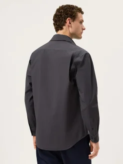 Best Regular Fit Overdye Poplin Shirt With Open Collar Camisas Casuais