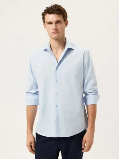 Best Regular Fit Overdye Poplin Shirt With Open Collar Camisas Casuais