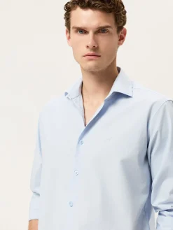 Best Regular Fit Overdye Poplin Shirt With Open Collar Camisas Casuais