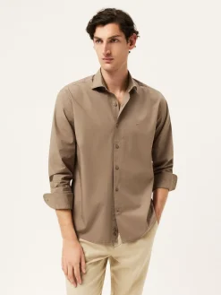 Best Regular Fit Overdye Poplin Shirt With Open Collar Camisas Casuais