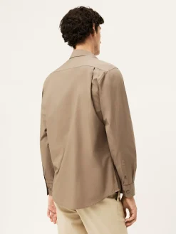 Best Regular Fit Overdye Poplin Shirt With Open Collar Camisas Casuais