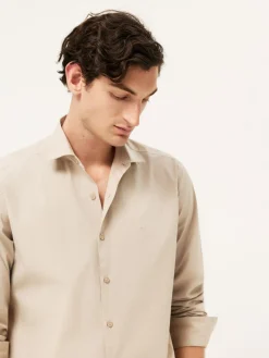 Best Regular Fit Overdye Poplin Shirt With Open Collar Camisas Casuais