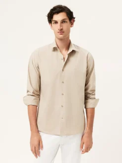 Best Regular Fit Overdye Poplin Shirt With Open Collar Camisas Casuais