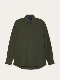 Best Regular Fit Overdye Poplin Shirt With Open Collar Camisas Casuais