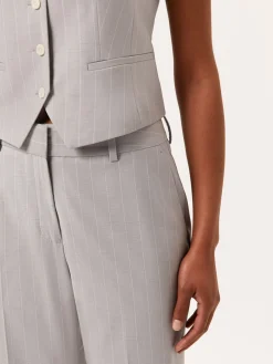 Sale Regular Fit Pinstripe Trousers In Rayon & Cotton Blend MULHER Fatos|Calças De Fato