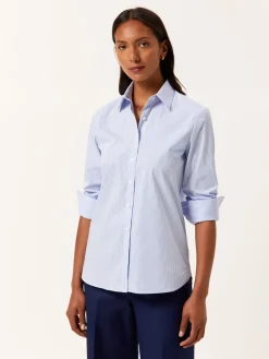 Best Regular Fit Striped Comfort Poplin Shirt With Open Collar MULHER Camisas