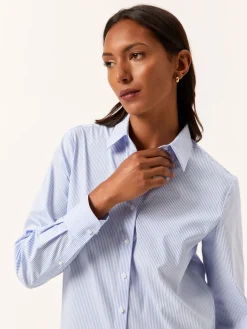 Best Regular Fit Striped Comfort Poplin Shirt With Open Collar MULHER Camisas