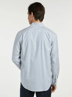 Outlet Regular Fit Striped Oxford Shirt in 100% BCI Cotton Camisas Casuais|Camisas Casuais