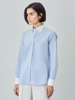 Clearance Regular Fit Striped Poplin Comfort Shirt With Button-donw Collar MULHER Camisas