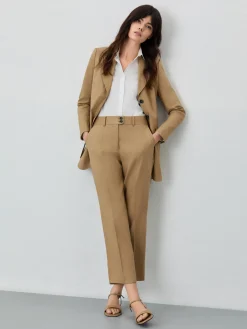 Regular Fit Suit Trousers In Viscose Linen Blend MULHER Fatos|Calças