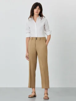 Regular Fit Suit Trousers In Viscose Linen Blend MULHER Fatos|Calças