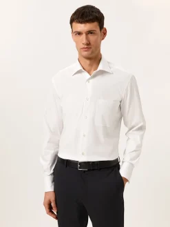 Hot Regular Fit Travel Poplin Shirt in Comfort Cotton Camisas Clássicas|Camisas Clássicas
