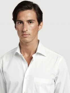 Outlet Regular Fit Travel Poplin Shirt in Comfort Cotton Camisas Clássicas|Camisas Clássicas