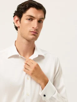 Outlet Regular Fit Twill Formal Shirt With Oxford Collar And Double Cuff Camisas Clássicas