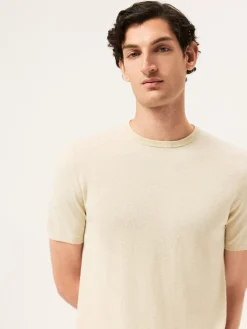 Discount Short Sleeve Crew Neck Sweater In Cotton Linen Blend Camisolas