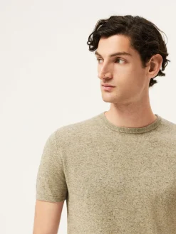 Discount Short Sleeve Crew Neck Sweater In Cotton Linen Blend Camisolas