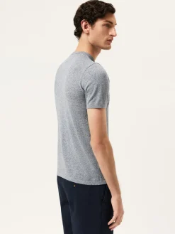 Discount Short Sleeve Crew Neck Sweater In Cotton Linen Blend Camisolas