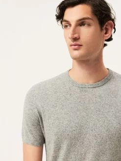 Discount Short Sleeve Crew Neck Sweater In Cotton Linen Blend Camisolas